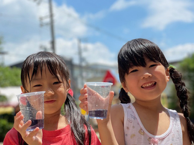 年長 宿泊保育 水遊び